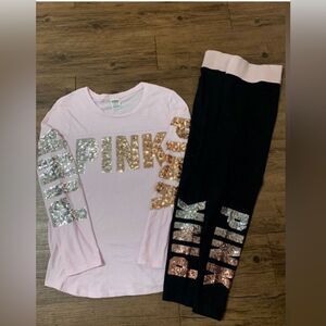 Victoria's Secret Pink Ombre Bling Outfit set L